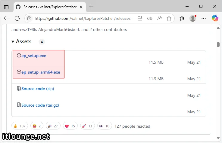 Explorer Patcher GitHub에서 다운로드
