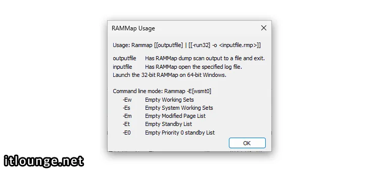 RAMMap CUI 인수 설명